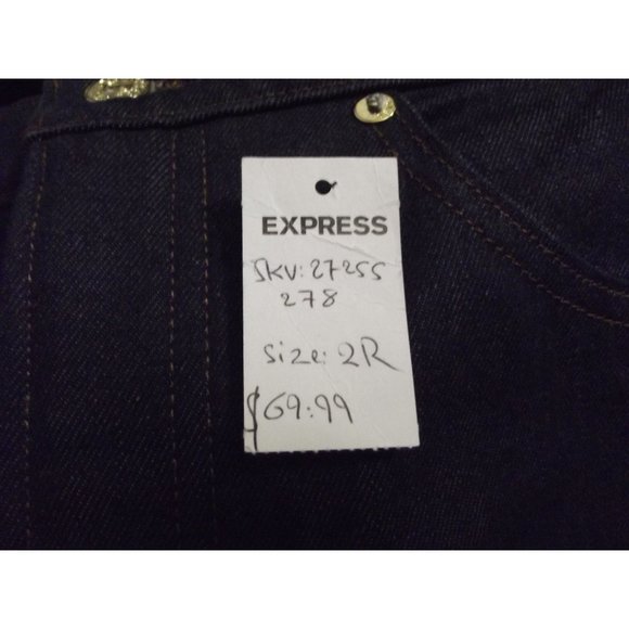 Express Mom Jeans Womens Size 2 x 26"Inseam Crop Super High Rise dark blue wash - Picture 6 of 10